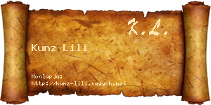 Kunz Lili névjegykártya